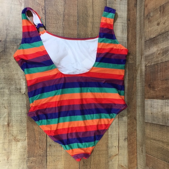 Modcloth Red Purple‎ Striped One Piece Swimsuit Womens 4X - Picture 3 of 11